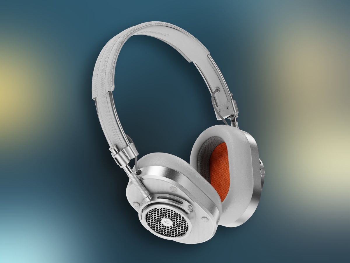 The Silver and Gray combo rocks a futuristic vibe. - M&amp;D’s MH40 wireless headphones are a vintage classic reborn