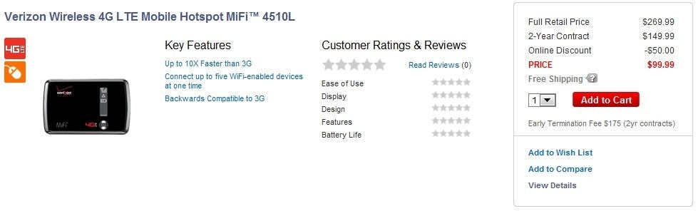 Verizon releases another 4G LTE HotSpot, the Novatel MiFi 4510L