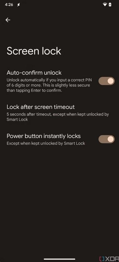 On Android 14 DP2, a toggle allows you to enable auto-confirm correct PIN on your Pixel - Google could bring key iOS feature to Android 14
