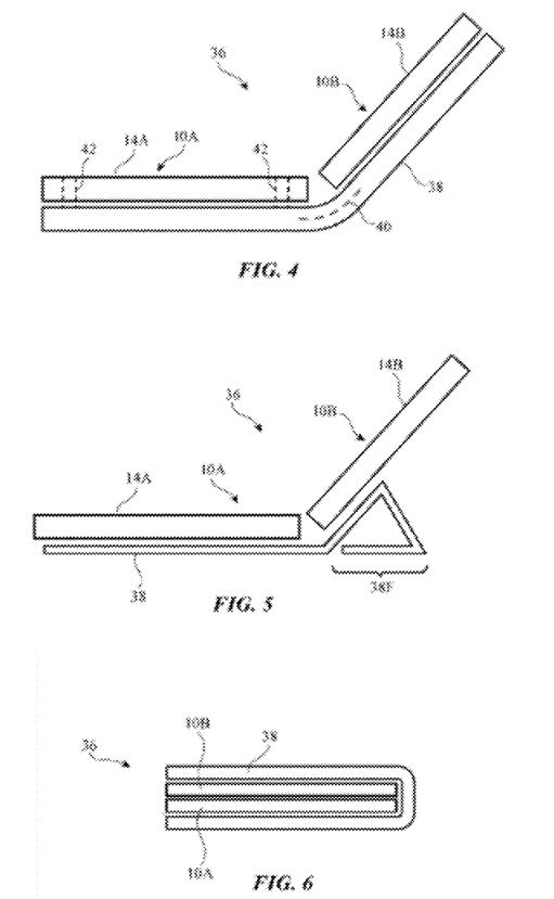 Illustration tirée de la demande de brevet d'Apple - Apple crée un système qui protégerait un écran pliable d'iPhone/iPad des chutes