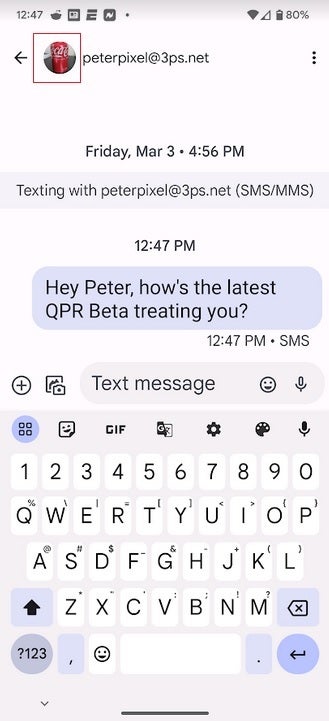 Google adds the profile picture of the person you&#039;re messaging on the top of the screen - Google adds profile pictures from the Contacts app to the Messages UI