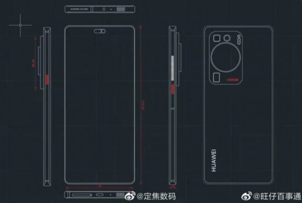 Alleged design sketch of the upcoming Huawei P60 Pro reveals a Dynamic Island notification system on the top of the display - Since getting banned from its U.S. supply chain, Huawei replaced 13,000 parts used in its products