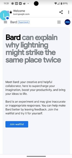 Sign up to try Bard from Google