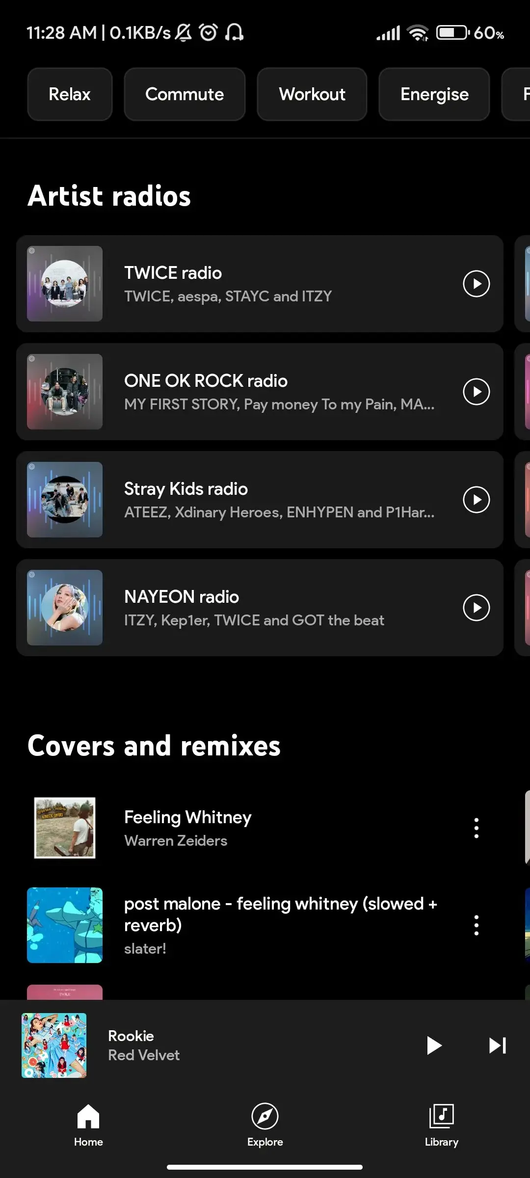 Here&#039;s how the test feature looks. (Image Source - user cancerkol on Reddit - YouTube Music tests placing your favorite artists&#039; radios on home page
