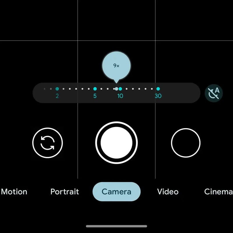 Pixel 7 and 7 Pro zoom range UI before version 8.8.