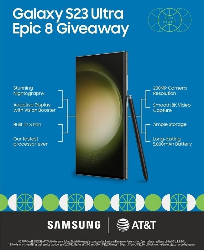 Starting tomorrow, you can enter Samsung's S23 Ultra Epic 8 Giveaway - Samsung's new sweepstakes starts today; grand prize is a Galaxy S23 Ultra and a $400 check