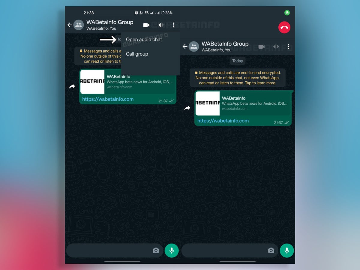 A screenshot of the voice chat feature as presented by WABetaInfo. - WhatsApp may get updated to support in-app voice chat