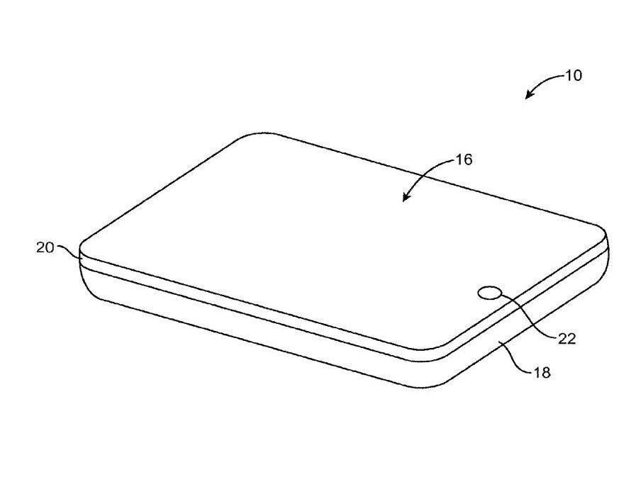 A graphic depicting the conceptual iPad from the submitted patent. - An iPad enclosed in glass may be in the works as new patent suggests
