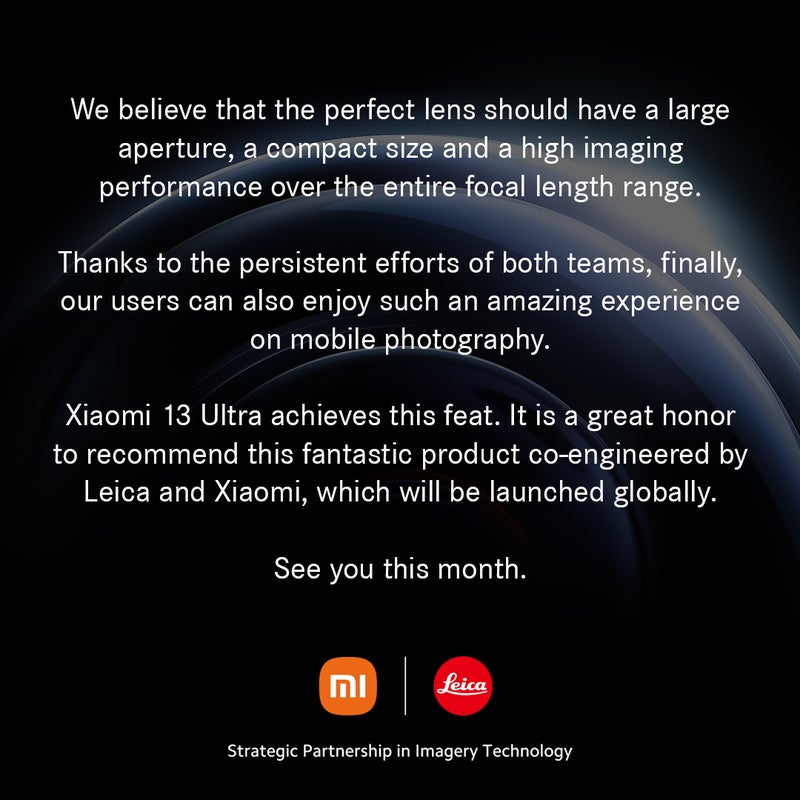 Leica says the Xiaomi 13 Ultra will be announced this month, launch globally