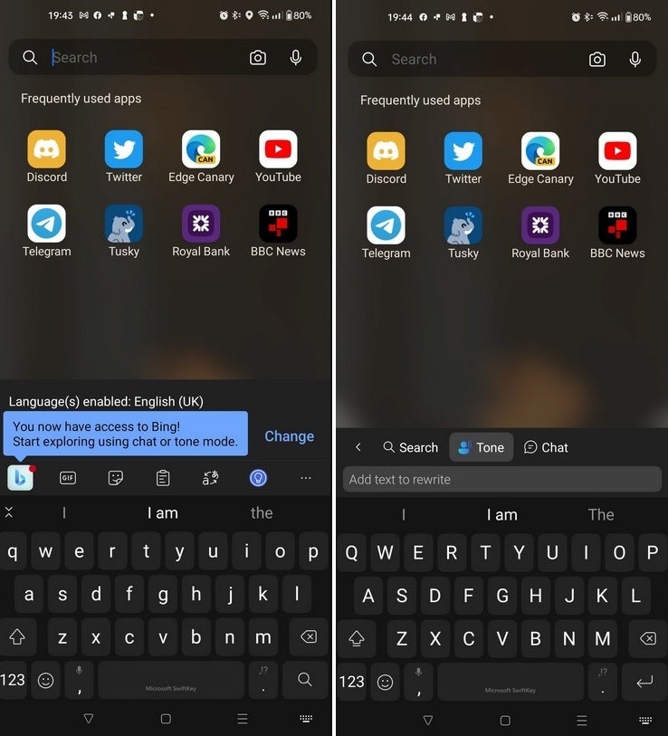 Bing Chat sur SwiftKey pour Android - Microsoft ajoute le chatbot IA de Bing à l'application Android SwiftKey ;  fonctionnalité améliorera vos textes