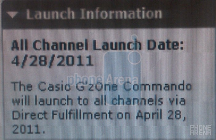 Casio G&#039;zOne Commando to launch on Verizon April 28th?