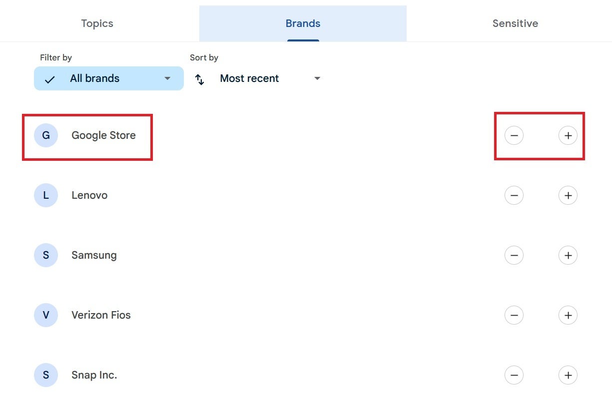 From Google&#039;s My Ad Center site you can decide which brands you want to see more or fewer ads from online - Your smartphone doesn&#039;t listen to you talk about certain products in order to send you relevant ads