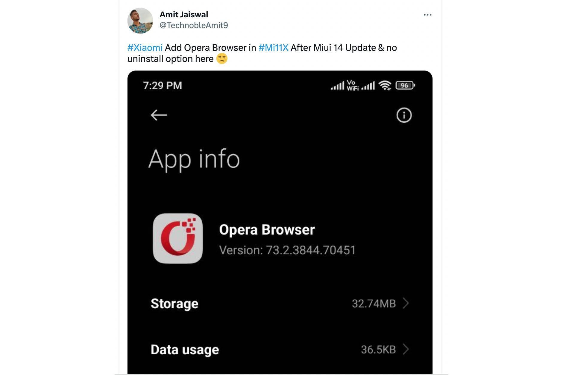 The forcible download of Opera has left some Indian users unhappy - Update installs a third browser on Xiaomi phones with no removal option in one market