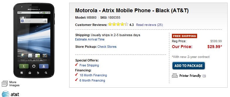 Motorola ATRIX 4G is now only $29.99 on-contract for new customers at Best Buy