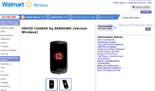 Save $50 over Verizon&#039;s launch price by pre-ordering the Samsung DROID Charge from Walmart&#039;s Let&#039;s Talk for $249 - Pre-order your Samsung DROID Charge now at Walmart and save $50
