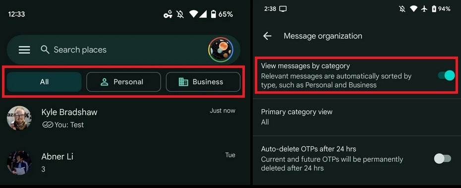 Google removes organizational category tabs from the Google Messages app. Image credit 9to5Google - The tabs used to filter conversations in Google Messages have vanished