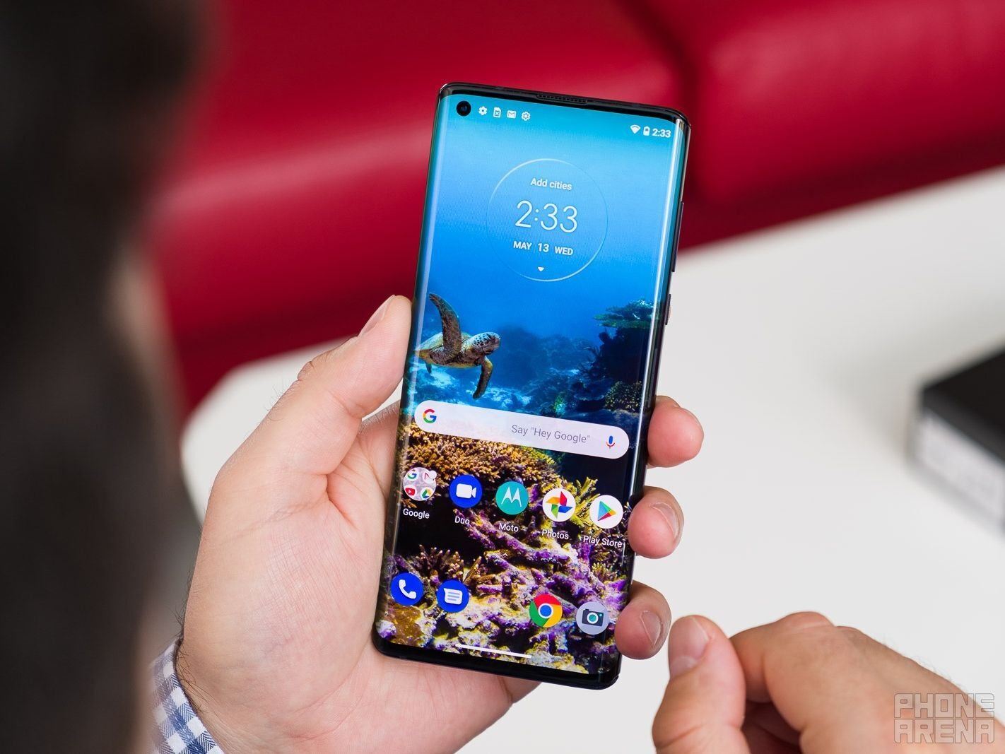 A close-up of a Motorola Edge phone | Image by PhoneArena - Best Prime Day Motorola phone deals: recapping the biggest highlights