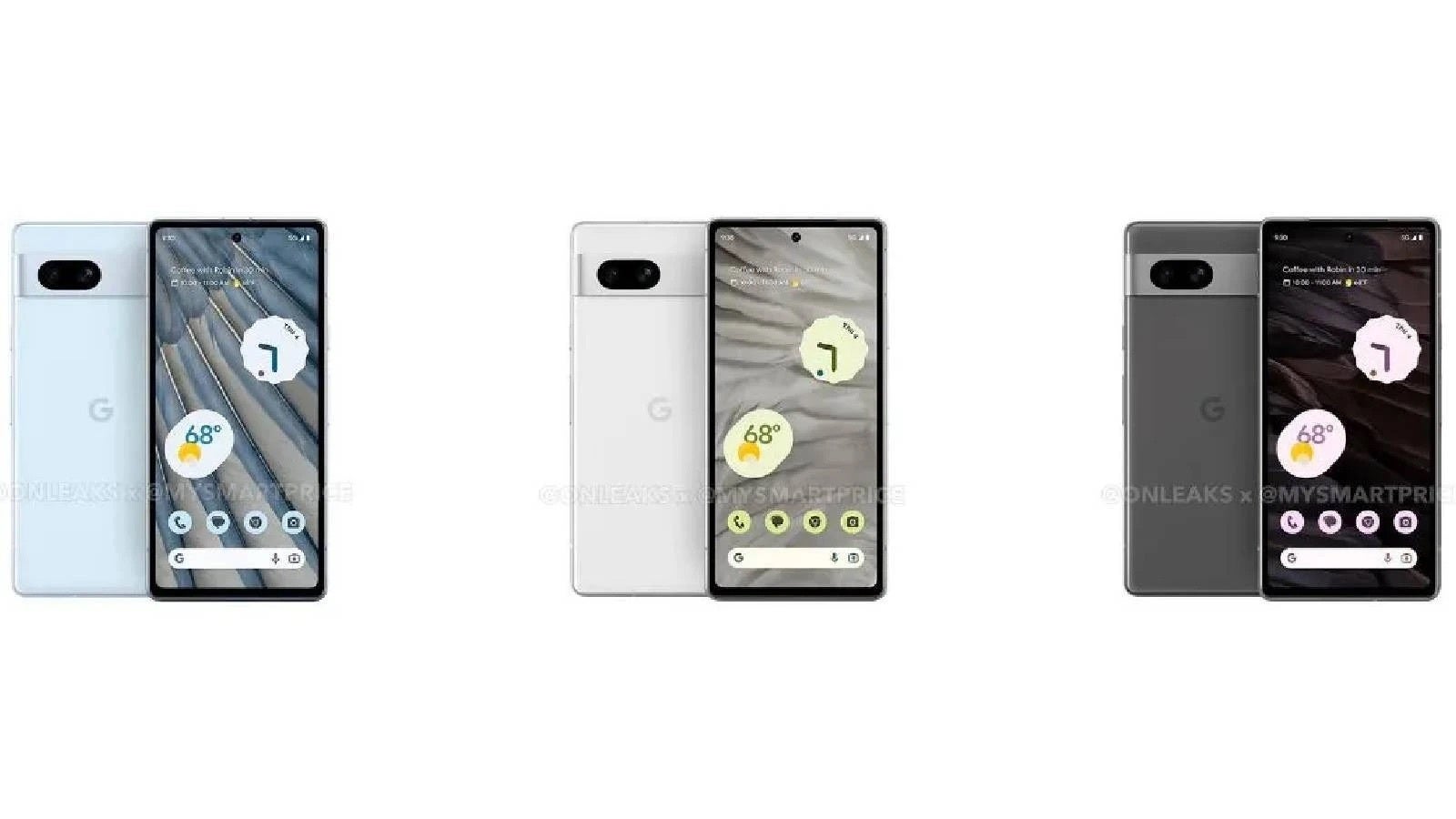 Previously leaked colors for the Pixel 7a - Google Pixel 7a image leaks showing a new Orange/Coral color variant