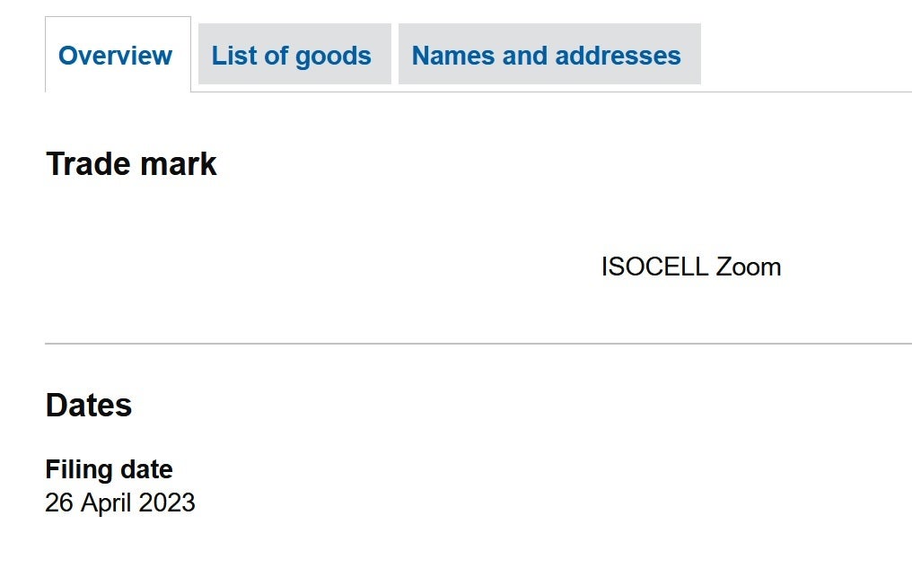 Samsung seeks to be awarded a trademark in the U.K. for ISOCELL Zoom - Samsung suggests it will replace Sony's sensors with its own on Galaxy S24 telephoto cameras