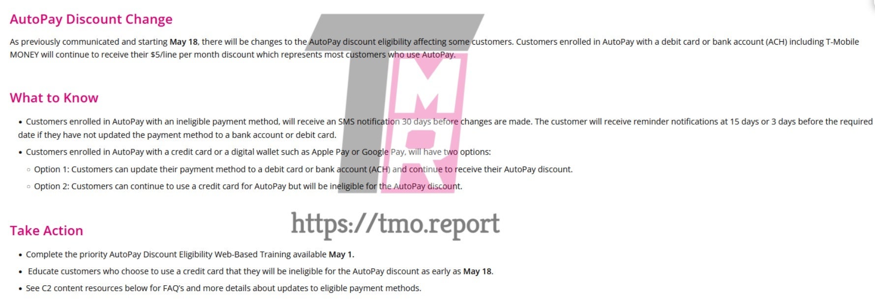 Leaked internal document discusses the changes to T-Mobile's autopay policies - T-Mobile will make an important change to its payment policies next week