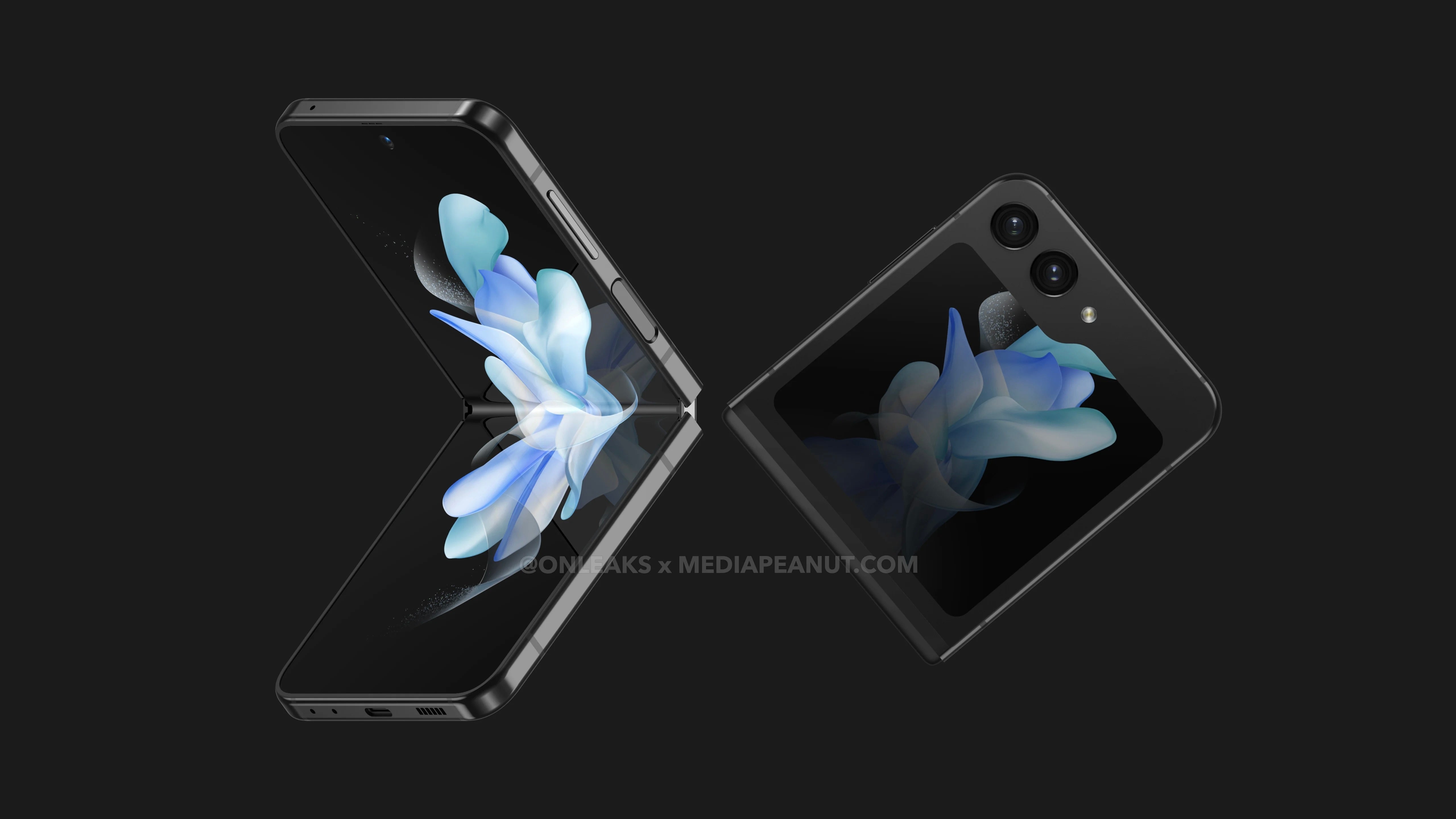 Crédit d'image - @OnLeaks &  @MediaPeanut.com - Refonte de l'écran de couverture du Galaxy Z Flip 5 confirmée par l'étui officiel de Samsung
