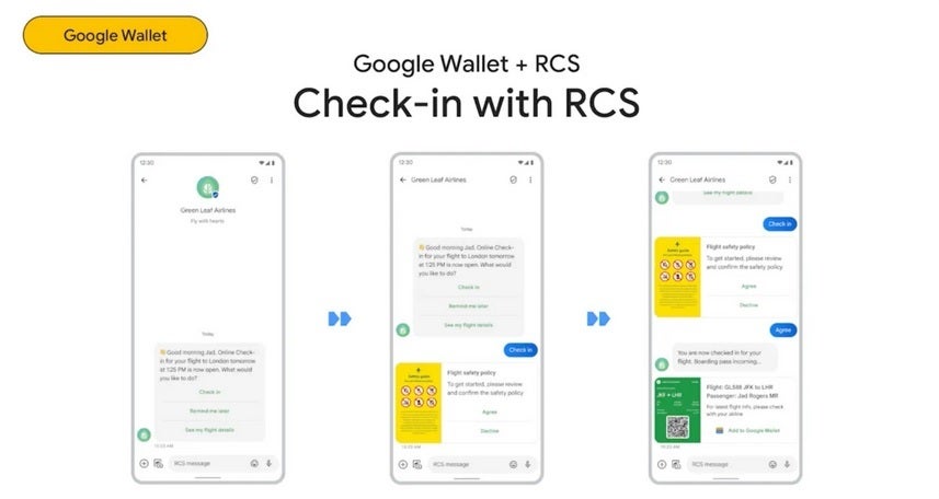 Enregistrez-vous pour votre vol en utilisant RCS sur l'application Messages by Google - Les utilisateurs d'Android pourront bientôt s'enregistrer pour un vol via RCS, stocker leur carte d'embarquement dans Google Wallet
