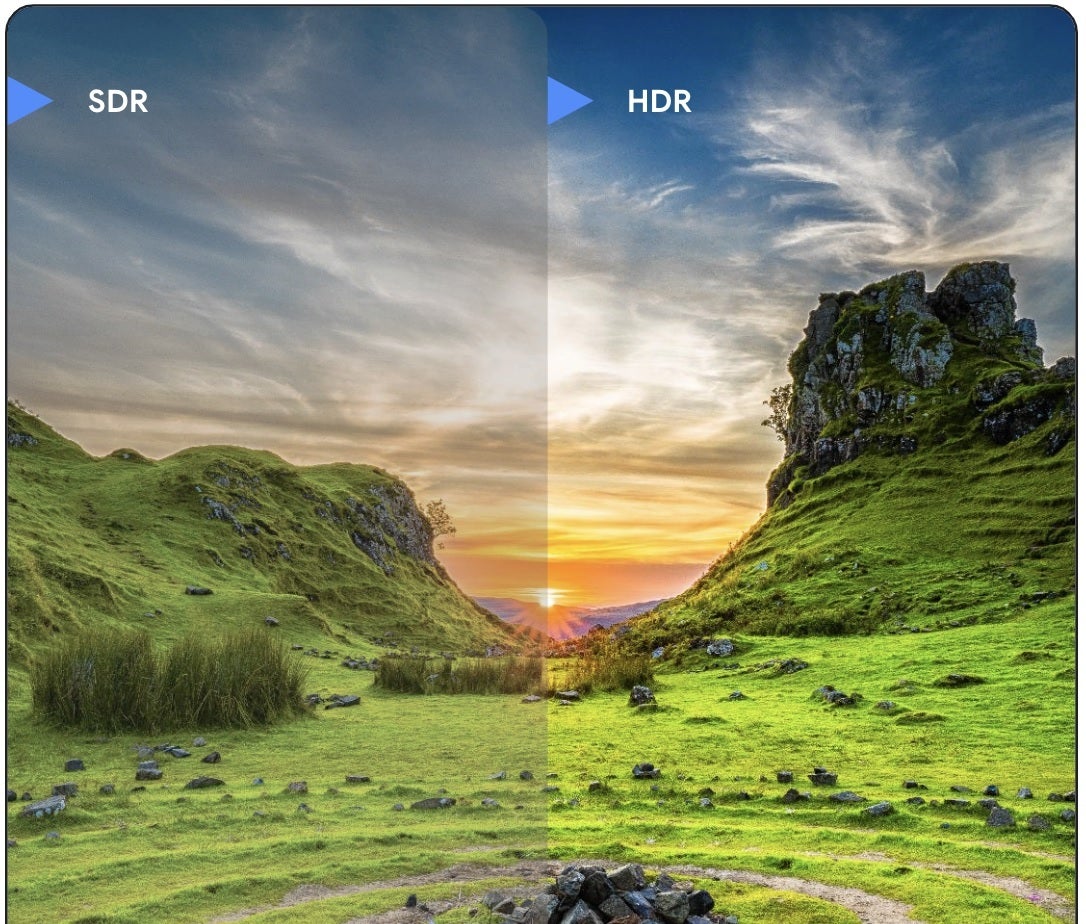A standard dynamic range image at left compared with an Ultra HDR image - Android 14 will automatically make Google Photos pix look brighter and more realistic