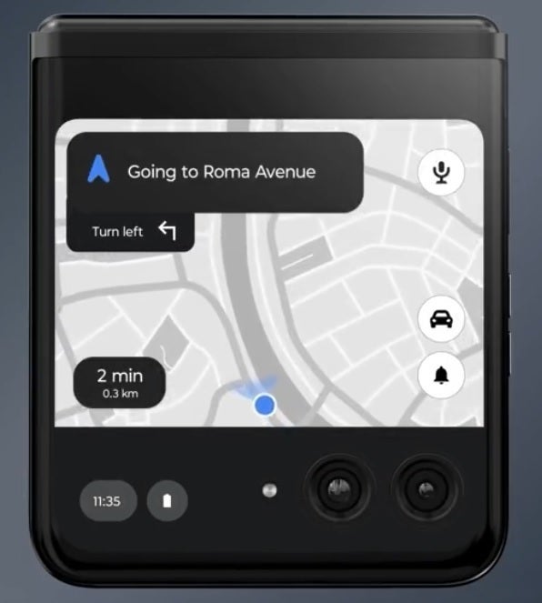 Google Maps on the larger 3.5-inch Quick View screen belonging to the Razr+ - The premium Motorola Razr 40 Ultra's U.S. name is leaked