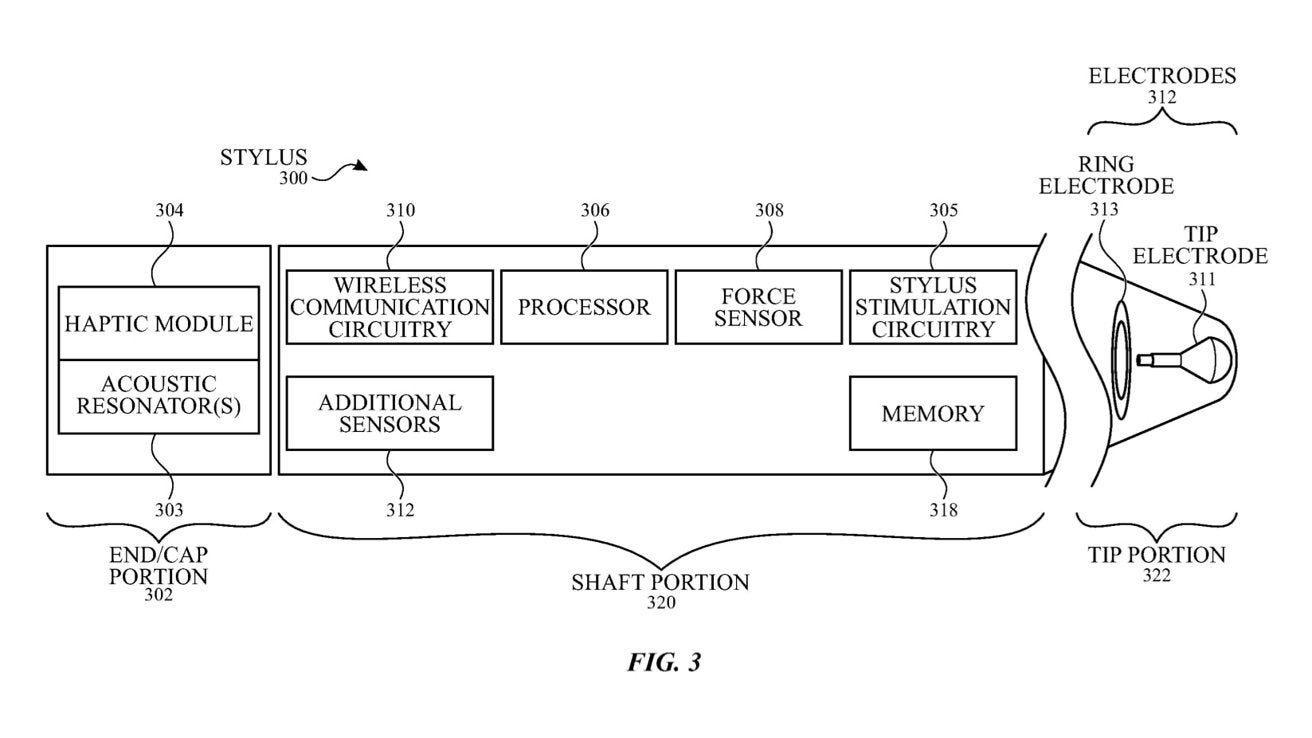 An image from the patent showcasing the concept Apple Pencil&#039;s construction. - Future Apple Pencils might be discoverable via the Find My app