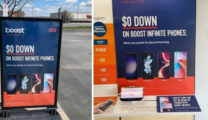 Boost Mobile in Aurora, Colorado is promoting Boost Infinite. Image Credit Wave7 Research - One prepaid Boost Mobile store promotes upcoming postpaid Boost Infinite brand