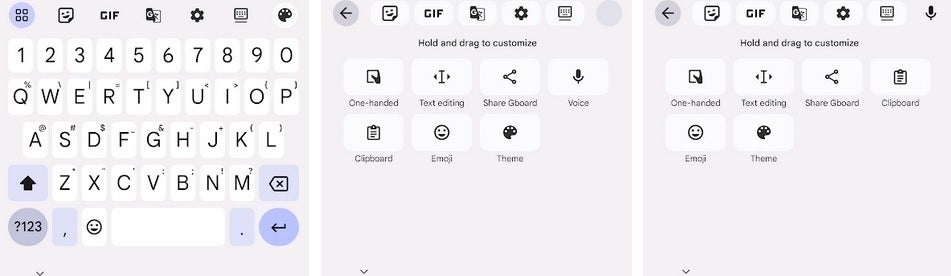 Update to Gboard allows users to customize the toolbar - Some Gboard users can now customize the toolbar on the virtual QWERTY