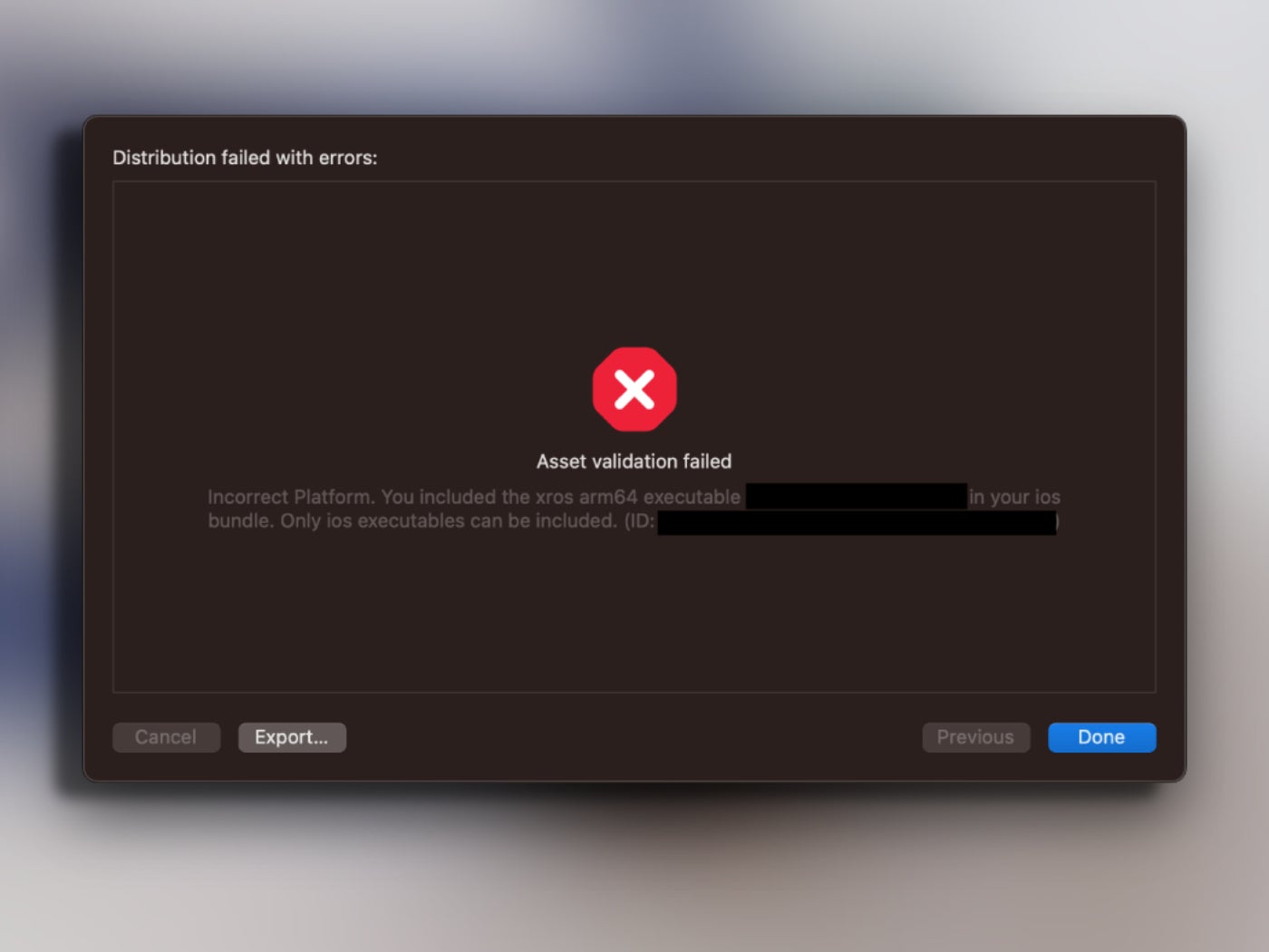 The error in question which revealed the xrOS name. - The Apple headset&#039;s xrOS resurfaces again and it might mean that devs are about to get access soon