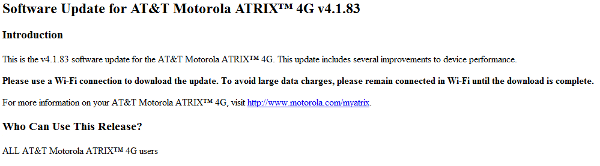 Beta test OTA upgrade for the Motorola ATRIX 4G rumored to have been out for a week