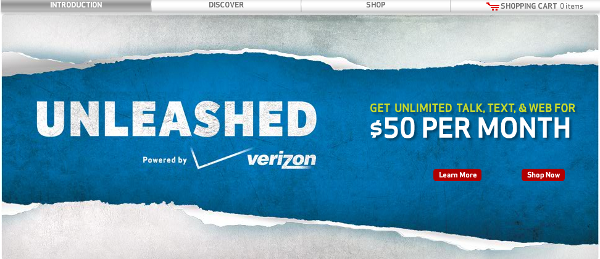 Verizon&#039;s $50 unlimited pre-paid service is now Unleashed on the public