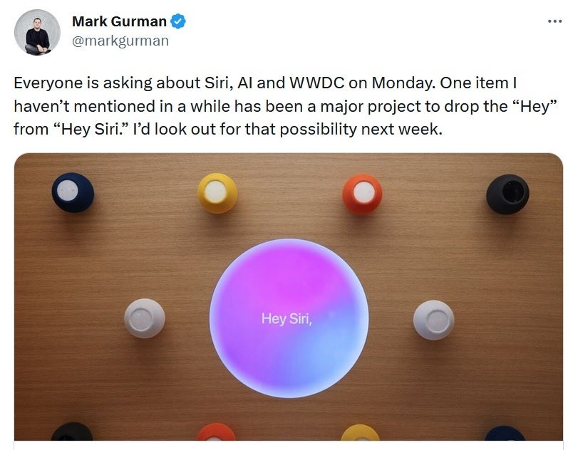 Mark Gurman says that Apple might announce a big change to Siri on Monday - On Monday, Apple could reveal changes to Siri coming in iOS 17