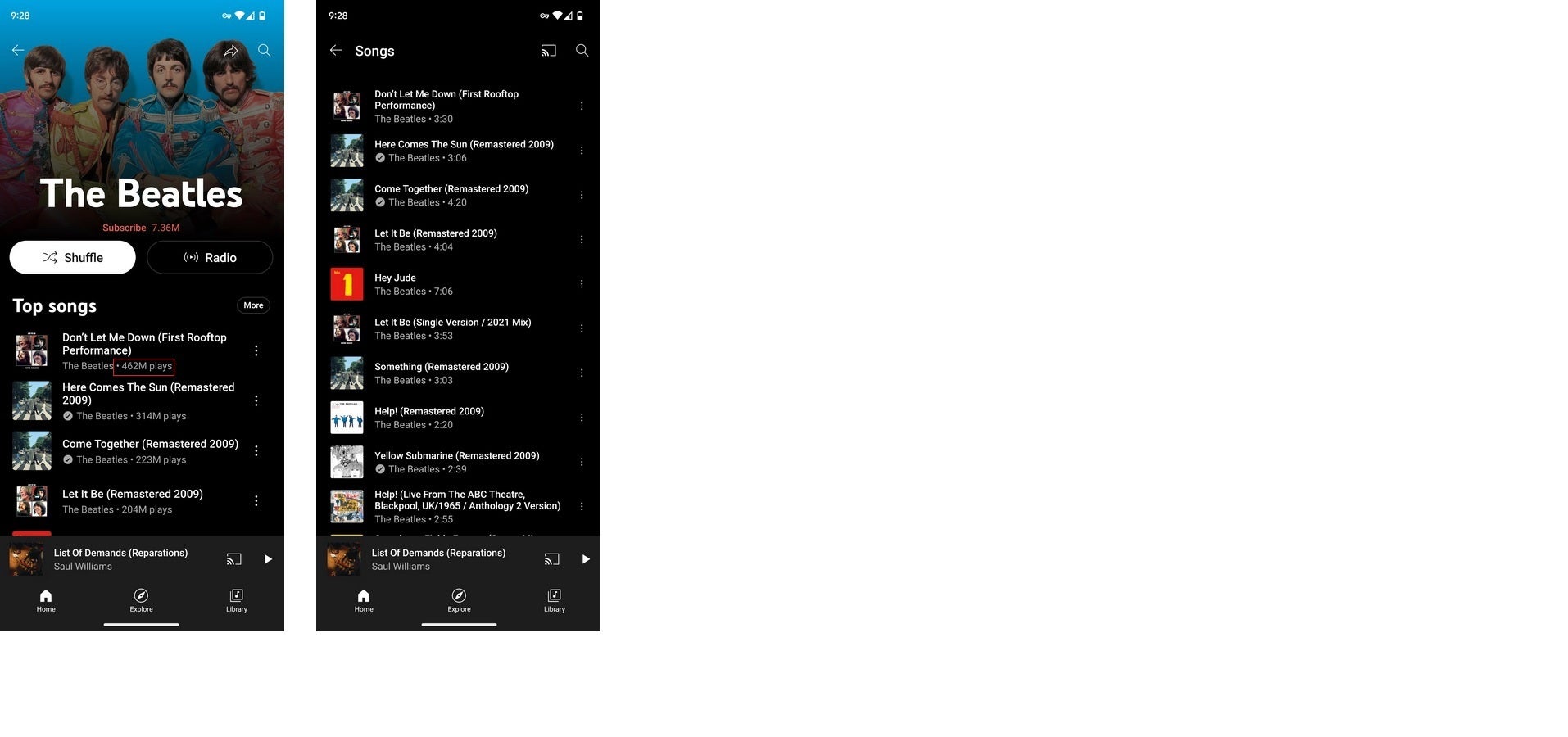 Google در حال آزمایش تعداد پخش برای نسخه اندروید برنامه YouTube Music است.  اعتبار تصویر AndroidPolice - ویژگی مورد نظر کاربران YouTube Music در برنامه Android پخش‌کننده آزمایش می‌شود