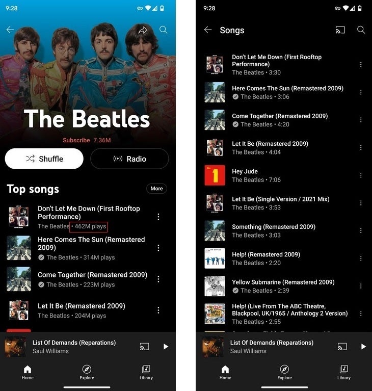 Google is testing play counts for the Android version of the YouTube Music app. Image credit AndroidPolice - Feature that YouTube Music users want is being tested on the streamer&#039;s Android app