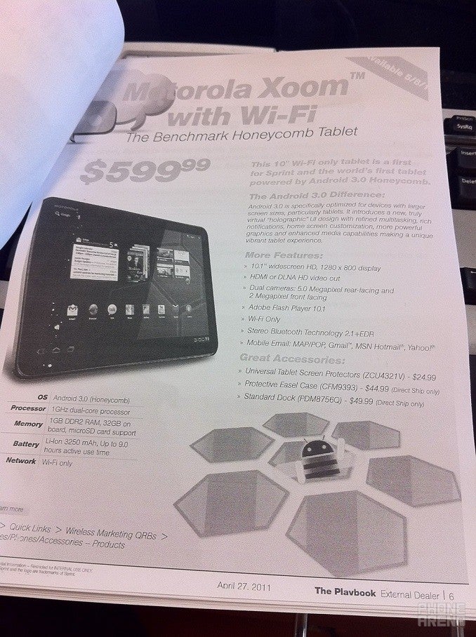 This newsletter for Sprint dealers tells us to expect the carrier to launch the Motorola Xoom on May 8th  - Sprint to launch Wi-Fi only Motorola XOOM on May 8th