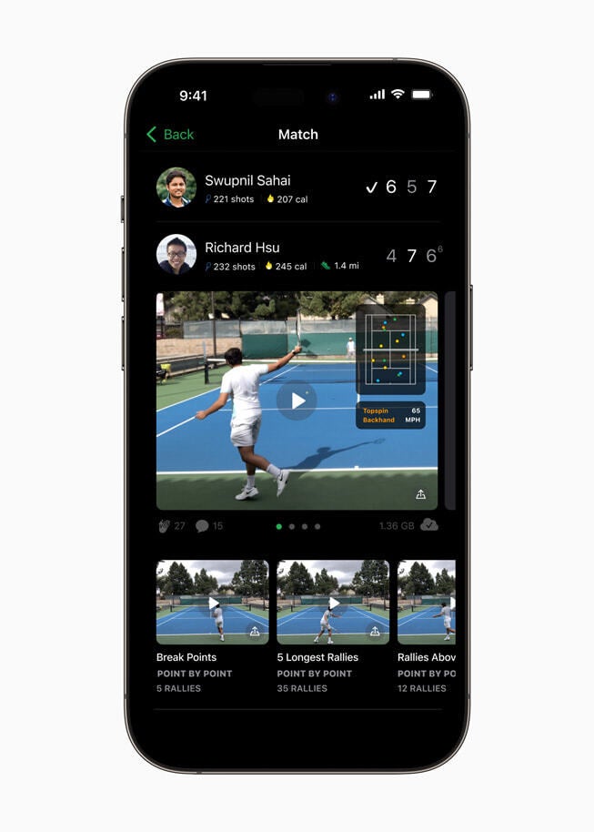 SwingVision: A.I. Tennis (Image credit- Apple) - Check out the winners in the 2023 Apple Design Awards