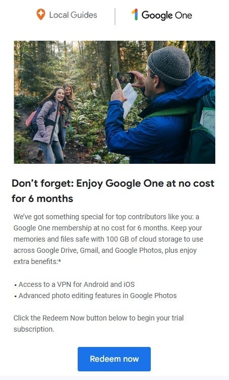 Google gives the writer six free months of Google One cloud storage - Join Local Guides, help Google Maps users, and earn rewards