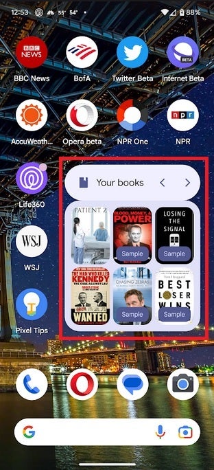 The Android widget for the Google Play Books app - A new icon arrives for the Google Play Books app