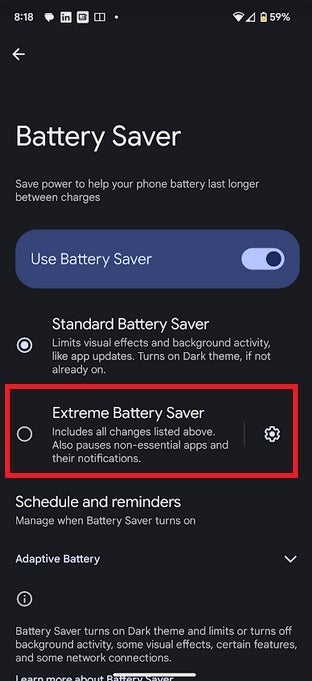 The Battery Saver page in Android 14 Beta 3 - In Android 14 Beta 3, Google makes move to extend battery life