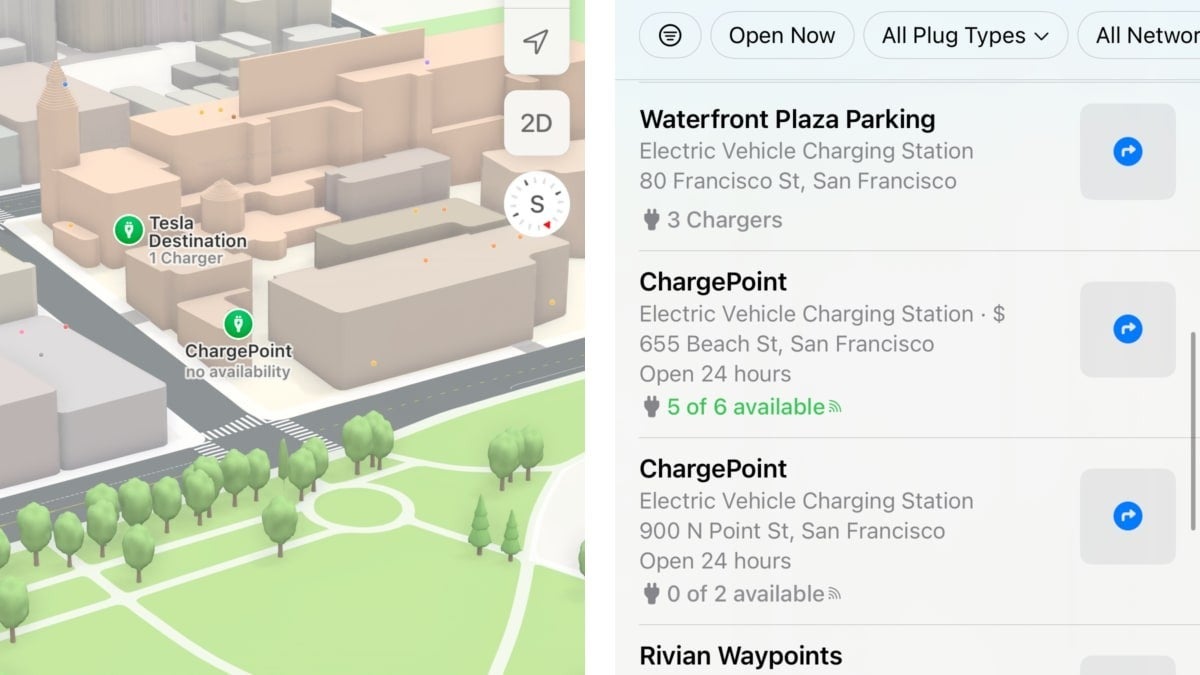 Apple Maps EV charger availability iOS 17 - Apple Maps in iOS 17 update shows free EV chargers around you