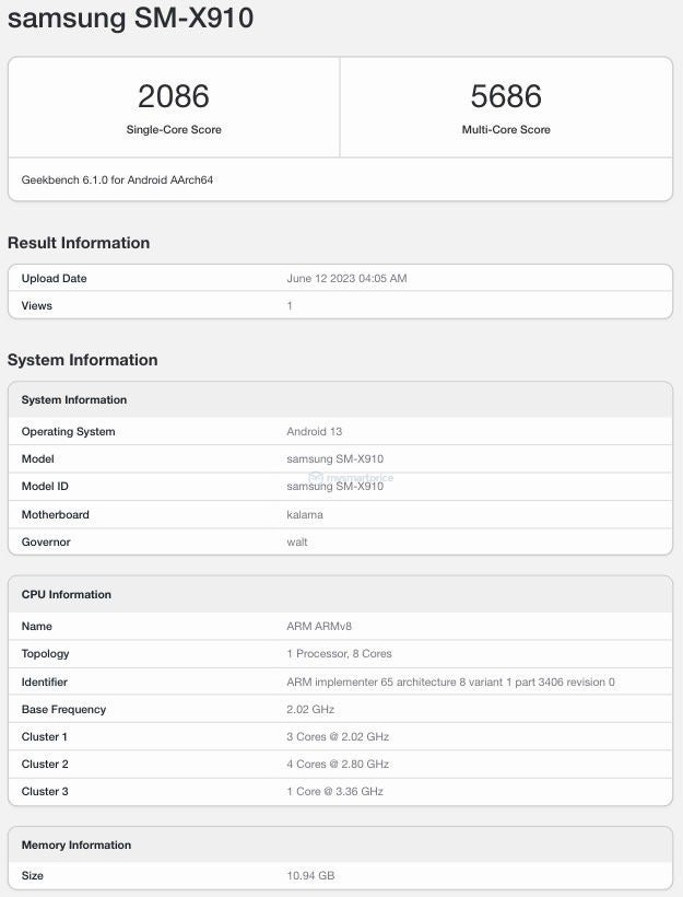 Fuite Des Résultats Des Tests Geekbench Pour Le Galaxy Tab S9 Ultra.  - Détails Clés Sur La Galaxy Tab S9 Ultra De Samsung Révélés Par La Liste Geekbench