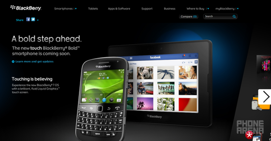 RIM puts picture of BlackBerry Bold Touch on its web site prior to introduction