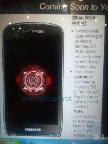 The delayed Samsung DROID Charge could launch from Verizon as soon as this Tuesday - Samsung DROID Charge could launch as soon as Tuesday on Verizon