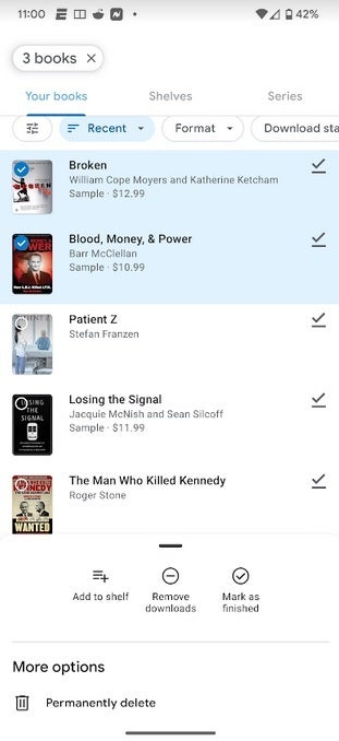Manage multiple eBooks at the same time with the new library management features - Google adds useful new features to the Android Play Books app