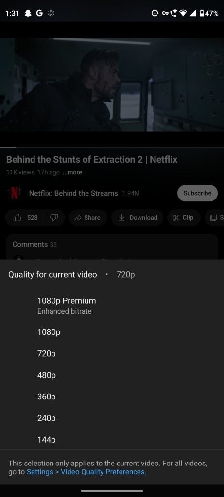 YouTube&#039;s New 1080p Premium option starts showing up for Android and Google TV users
