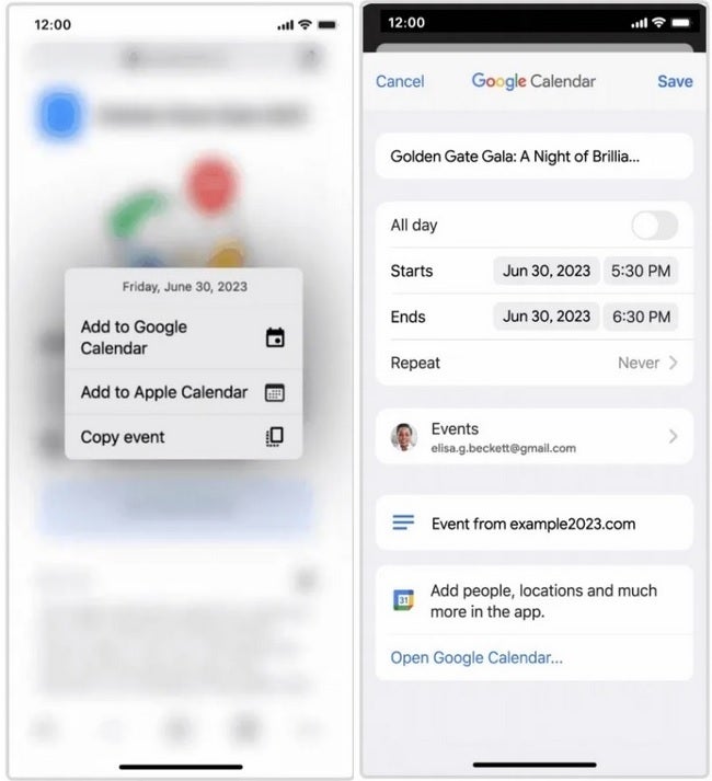 Ajoutez un rendez-vous à Google Calendar sans quitter l'application iOS Chrome - Les applications Google telles que Maps, Translate, Calendar et Lens sont intégrées à l'application iOS Chrome