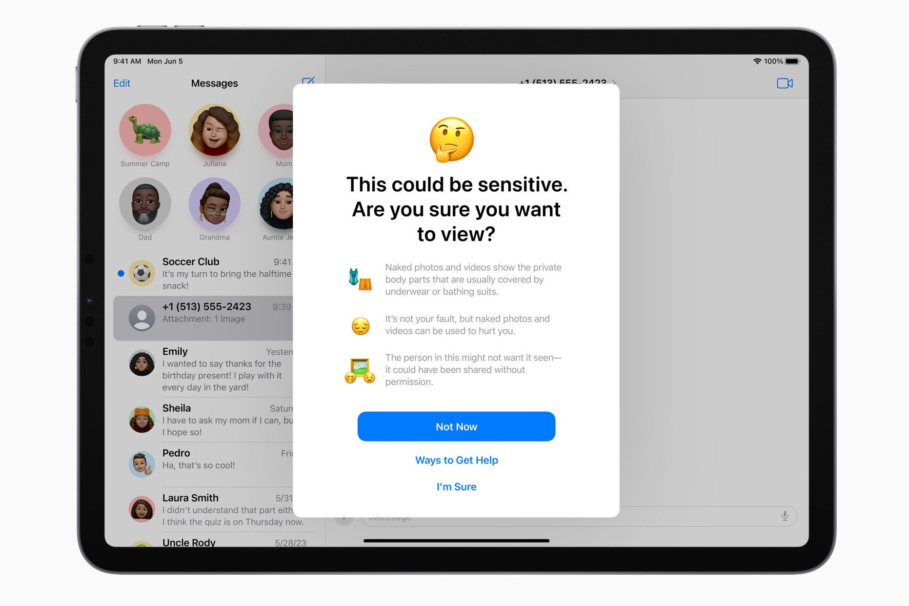 iPad'deki Hassas İçerik Uyarısı - iOS 17: Apple'ın çıplaklıklara karşı savaşı, Communication Safety güncellemeleriyle küresel hale geliyor